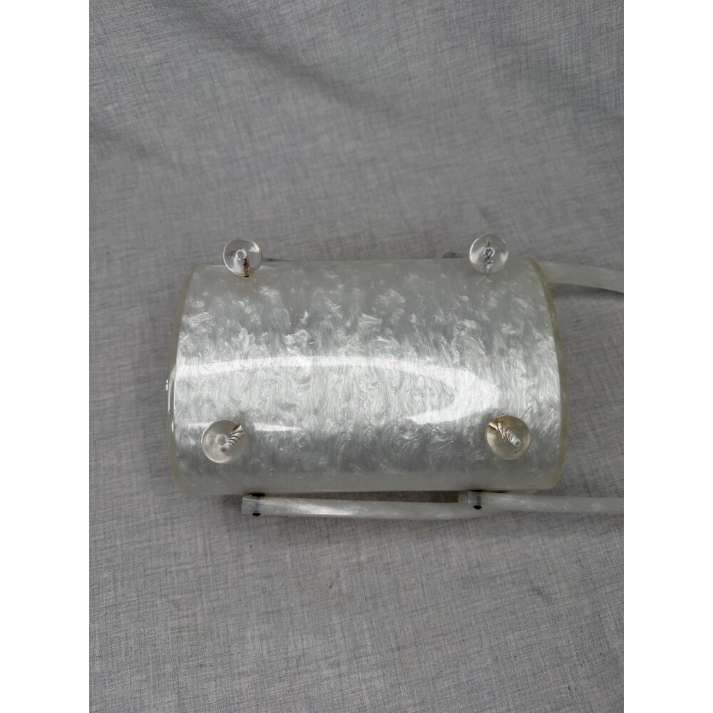 Vintage Rialto NY Lucite Purse white Pearl Clear Floral Lid Handbag Clutch 50’s - Picture 4 of 11